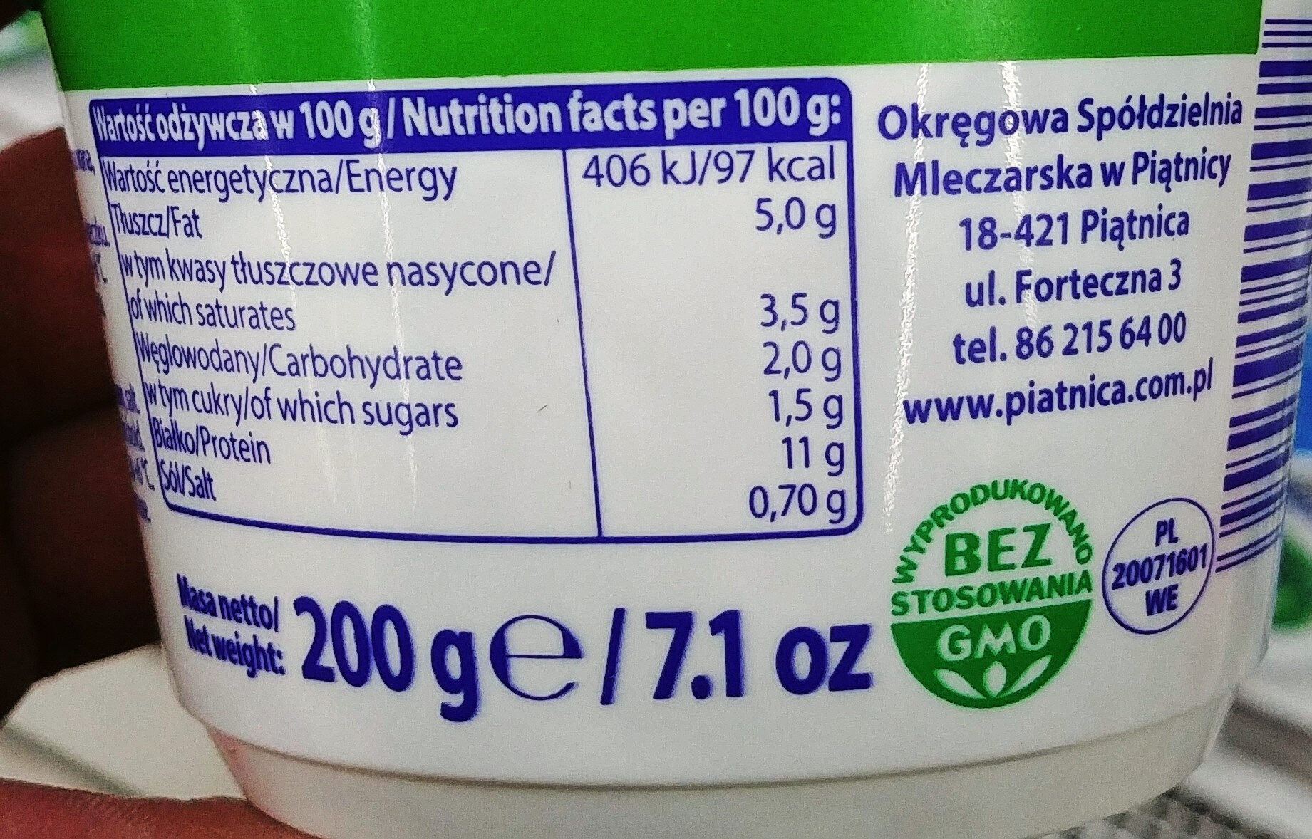 Serek wiejski naturalny - Nutrition facts