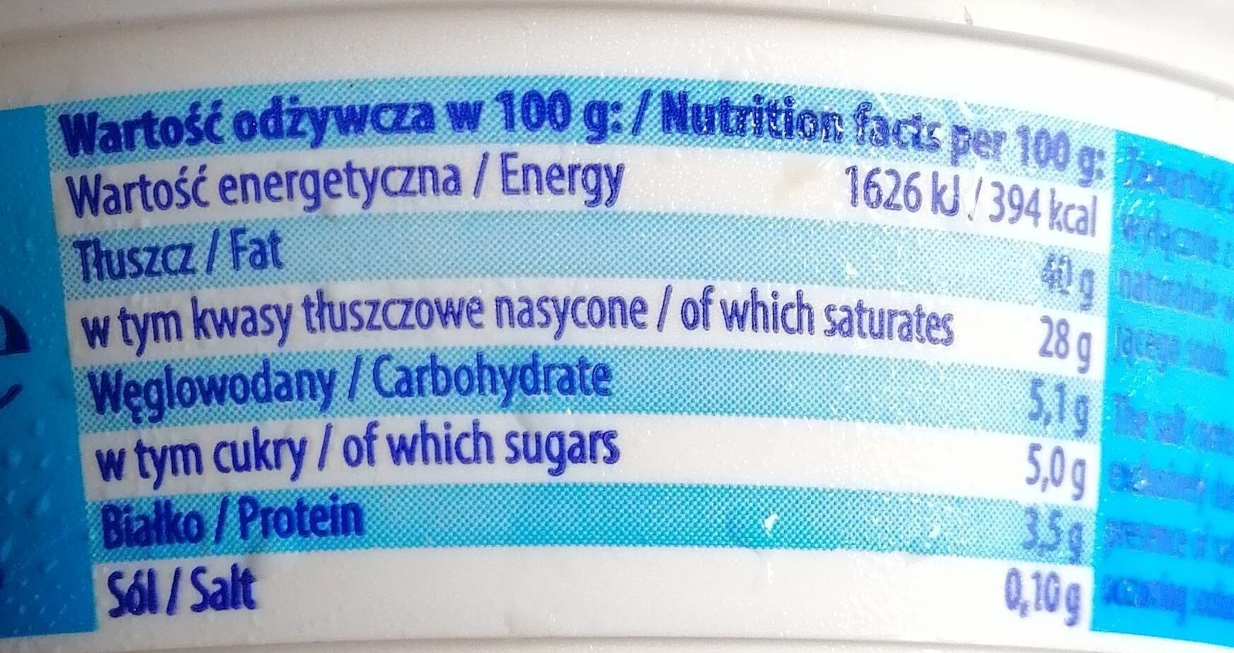 Mascarpone - Nutrition facts - pl