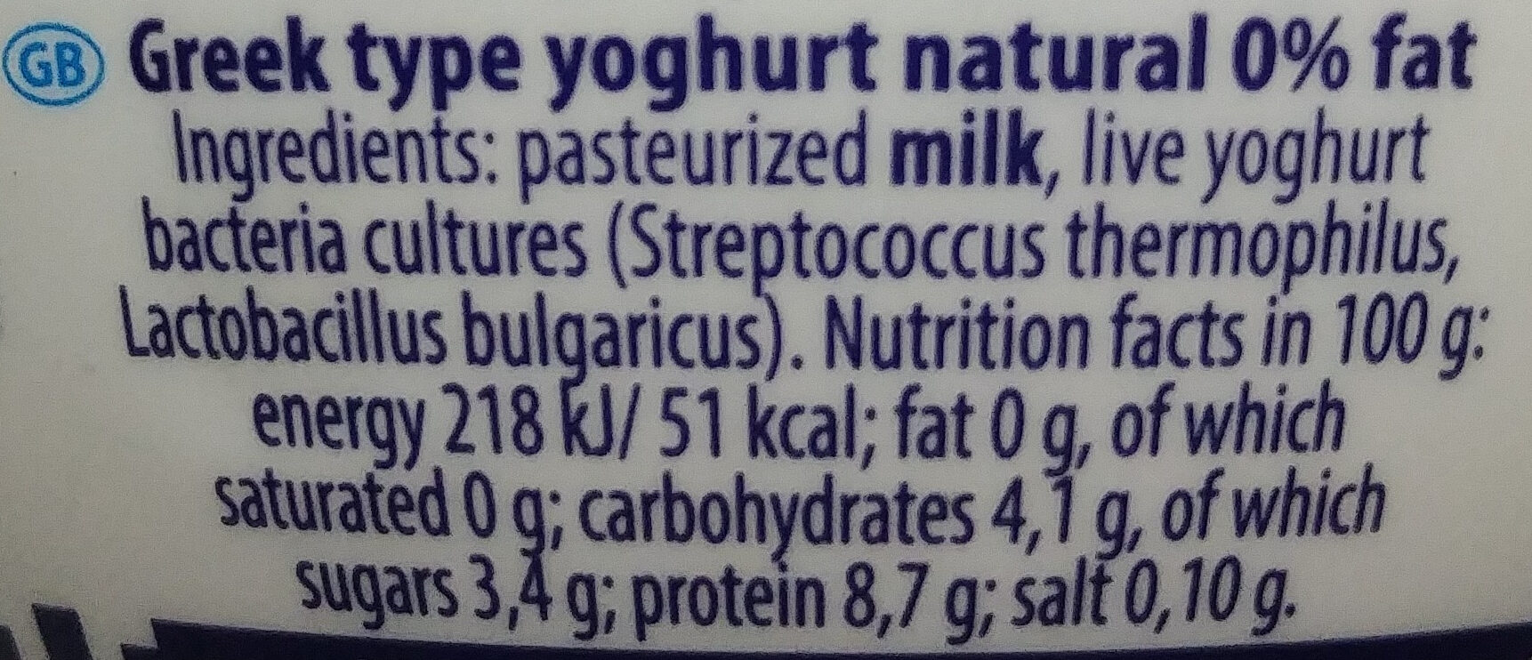 Greek Jogurt - Ingredients