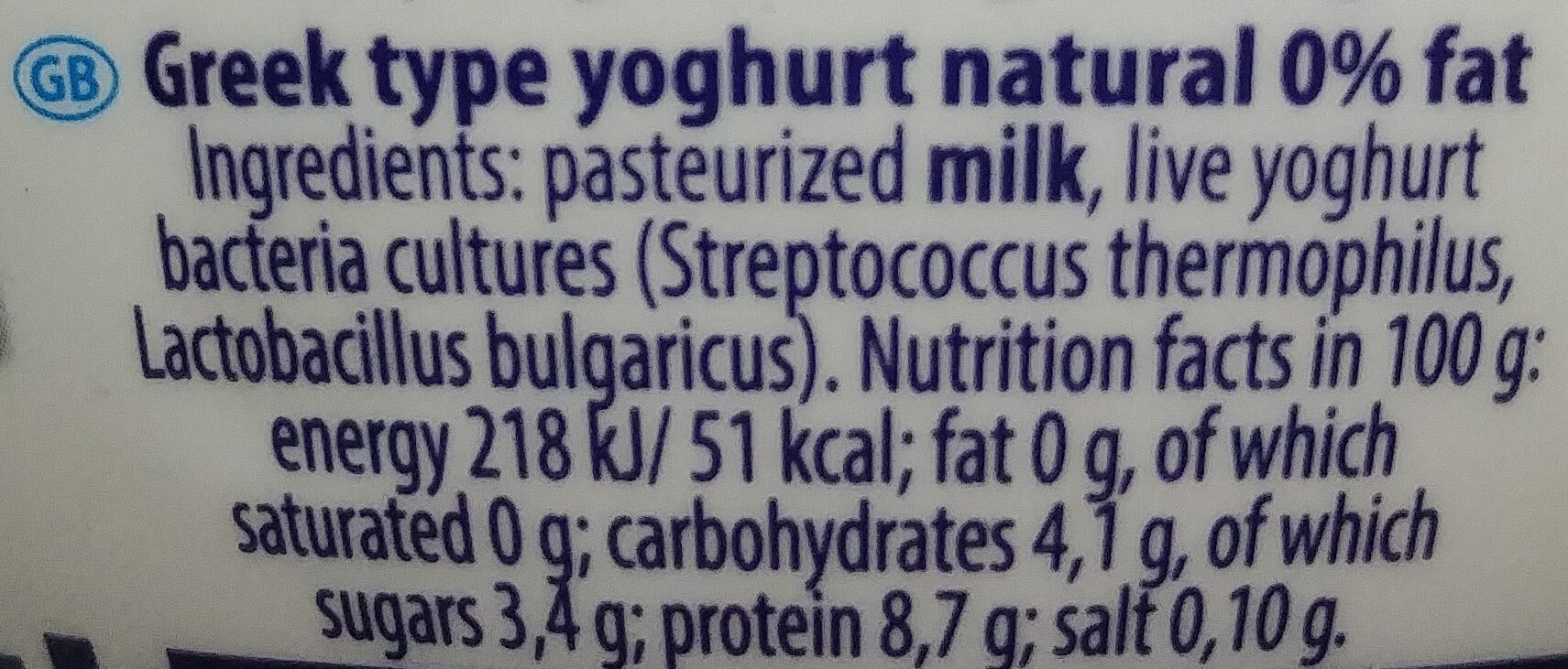 Greek Jogurt - Nutrition facts