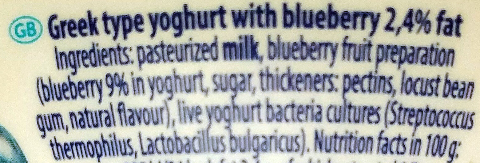 Jogurt typu greckiego z jagodami 2,4% tłuszczu - Ingredients