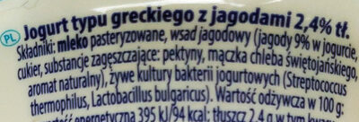 Jogurt typu greckiego z jagodami 2,4% tłuszczu - Ingrediënten - pl