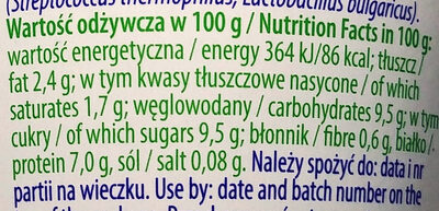 Piątuś jagodowy jogurt kremowy - Nutrition facts - pl