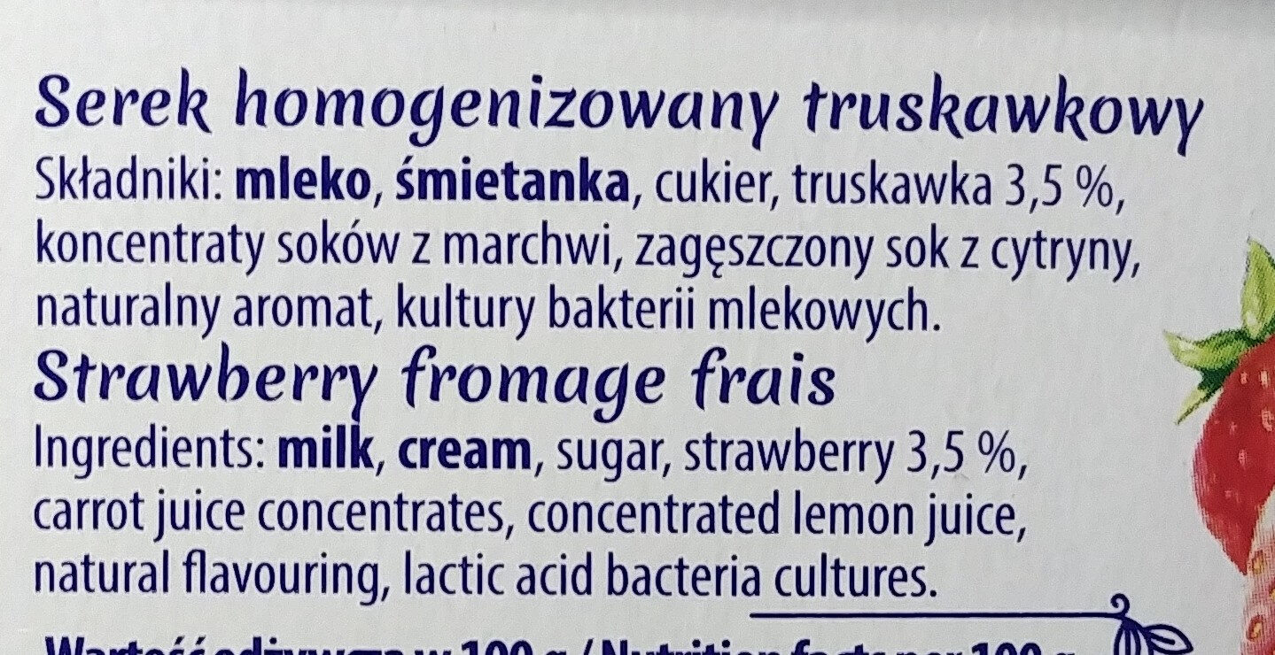 Serek homogenizowany truskawkowy - Ingredients - pl