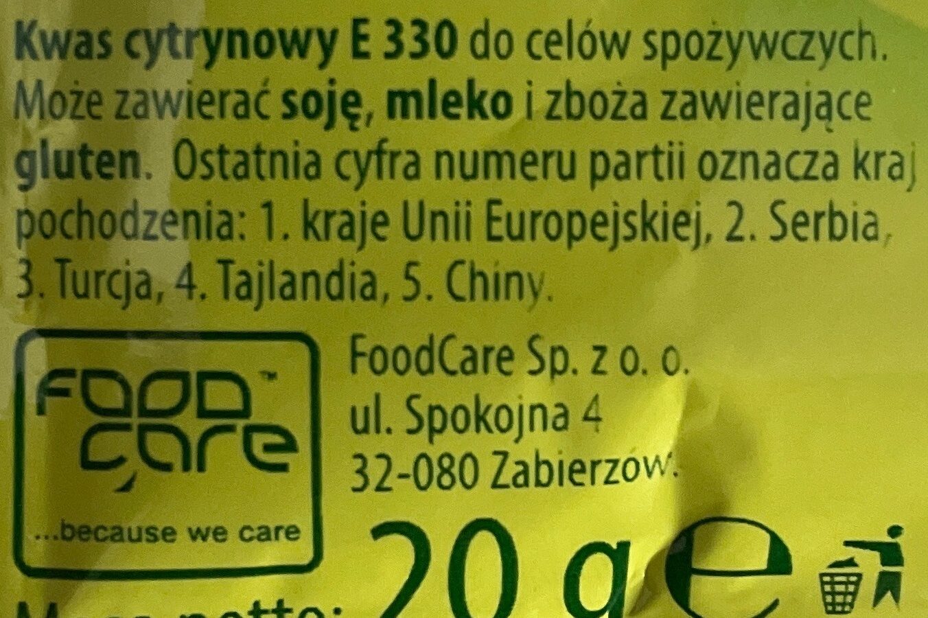 Kwasek cytrynowy - Ingredients - pl