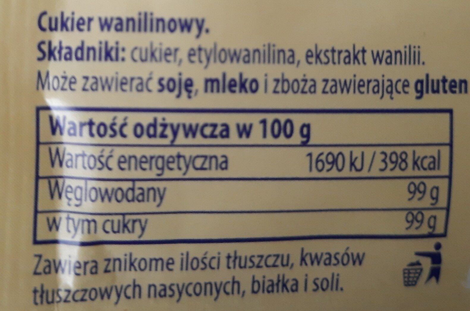 Cukier waniliowy - Ingredients - pl
