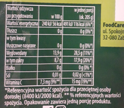 Słodki Kubek pomarańcza, ananas - Nutrition facts - pl