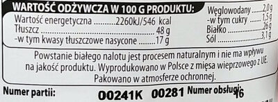 Kabanosy bekonowe z pieprzem - Tableau nutritionnel - pl