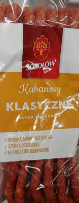 Kabanosy klasyczne wieprzowo-wołowe, drobno rozdrobnione, wędzone, parzone, suszone. - Product - pl
