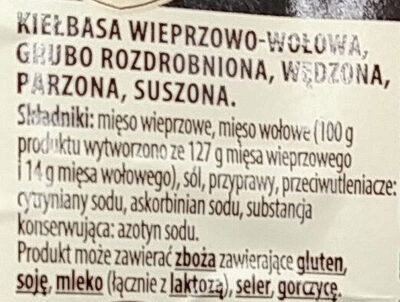 Kiełbasa sucha Krakowska - Składniki