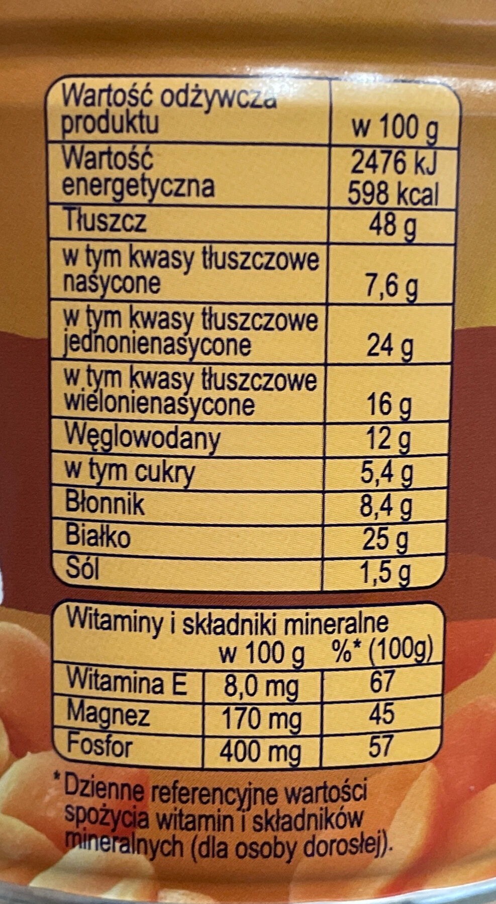 Orzeszki z pieca - Voedingswaarden - pl
