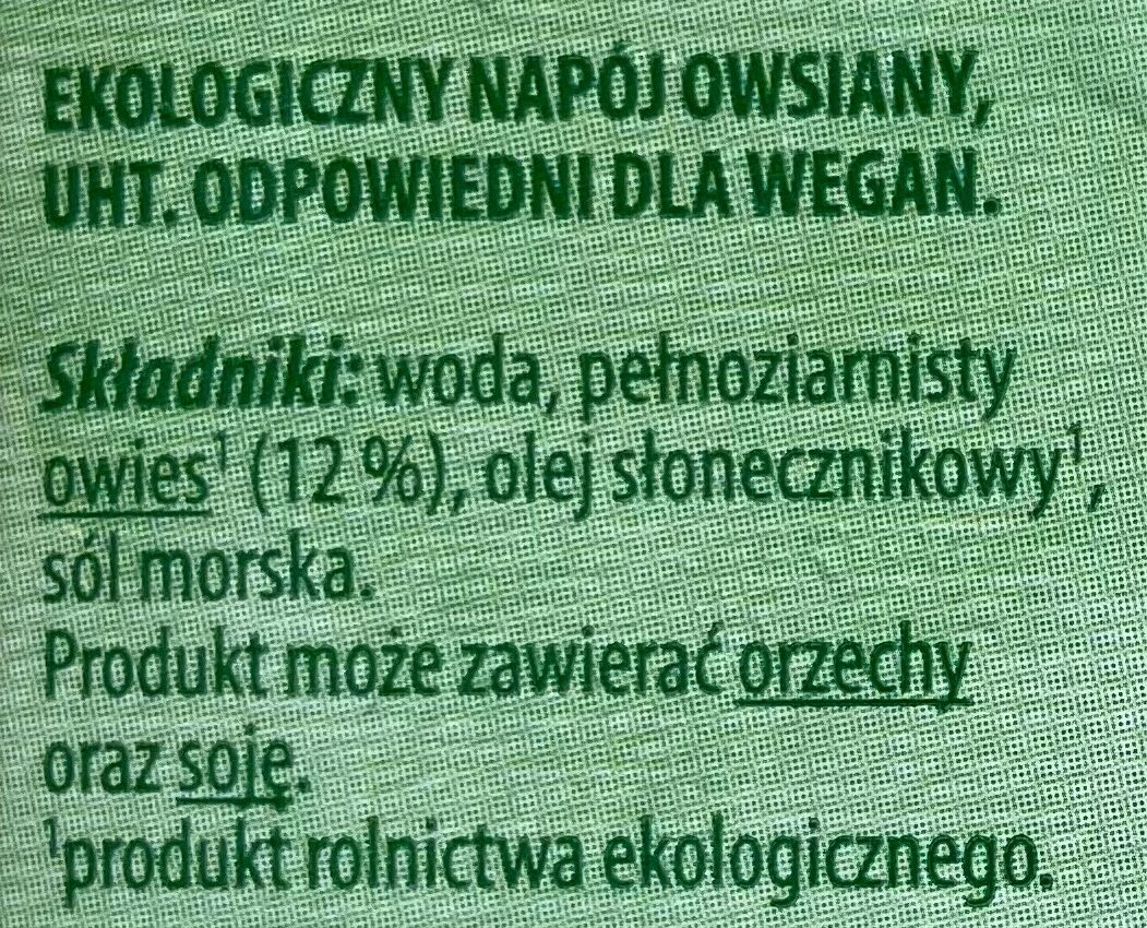 Mleko owsiane - Ingrediënten - pl