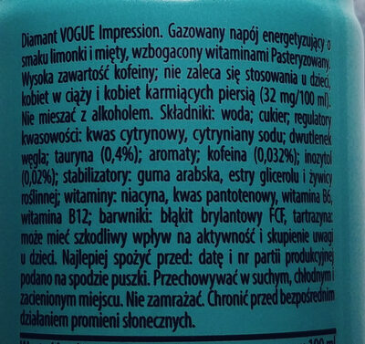 Impression energy drink - Ingredients - pl