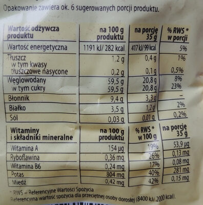 Śliwki suszone bez pestek - Nutrition facts - pl