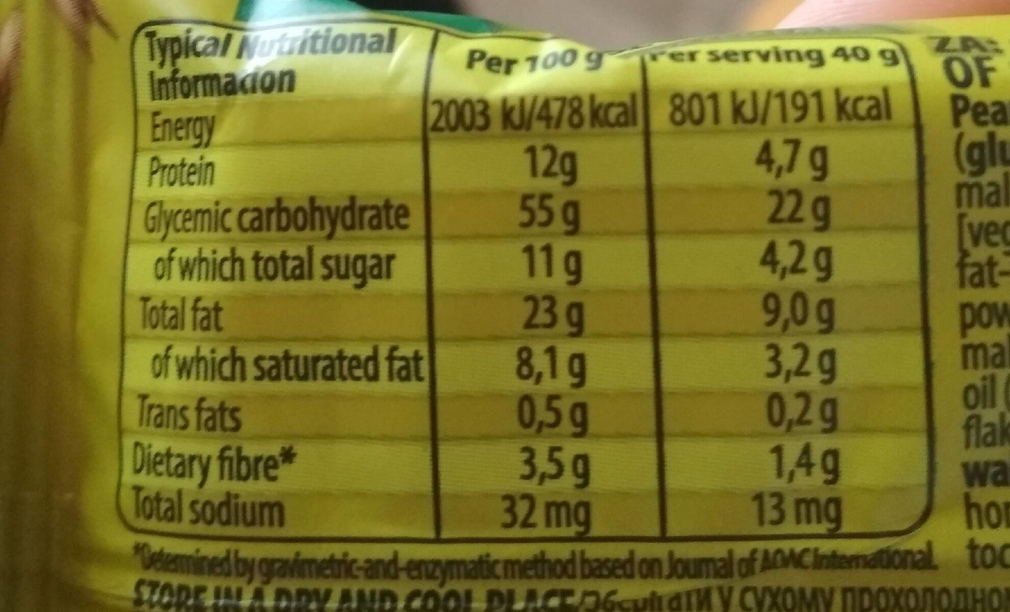 Ba! 5 Nuts Energy Bar 40G - Nutrition facts - fr