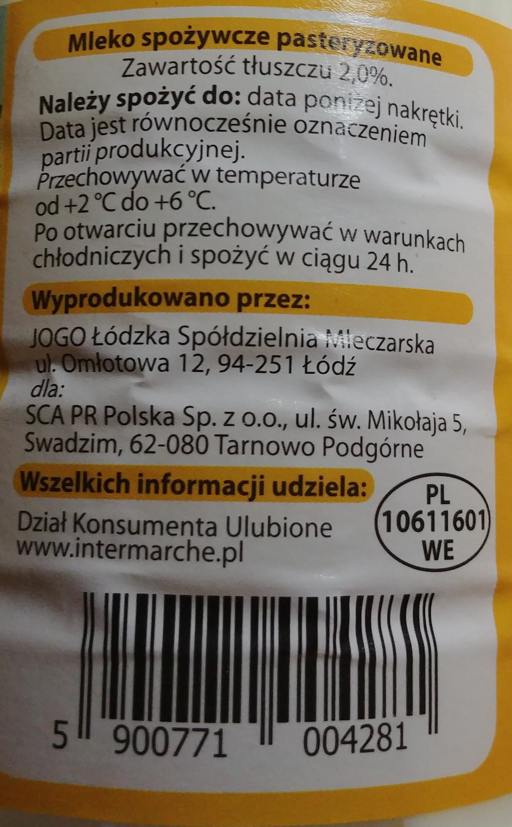 Mleko 2% - Ingredients - pl