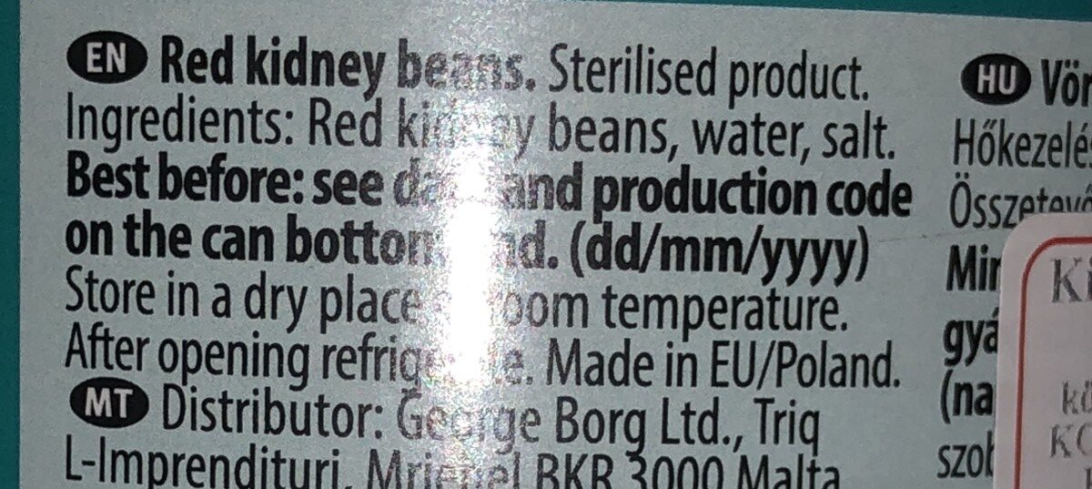 Heinz Red Kidney Beans 400G - Ingrédients