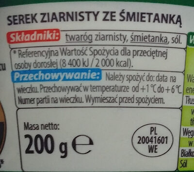 Serek ziarnisty ze śmietanką; Serek wiejski - Ingredients - pl