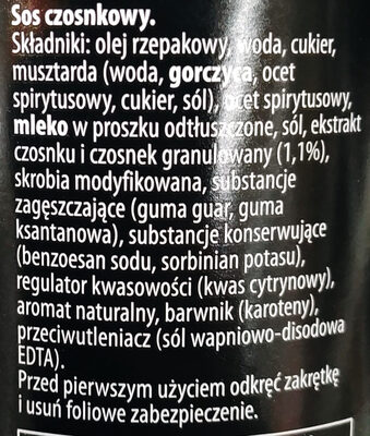 Sos Czosnkowy - Ingredients - pl