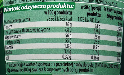 Krem o smaku czekoladowo-orzechowym - Voedingswaarden - pl