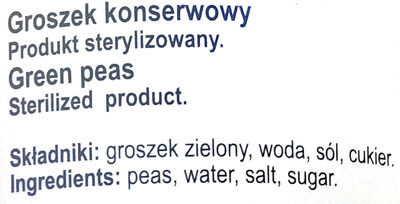 Groszek konserwowy green peas - Ingrédients - pl