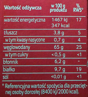Sorgo czerwone - Nutrition facts - pl