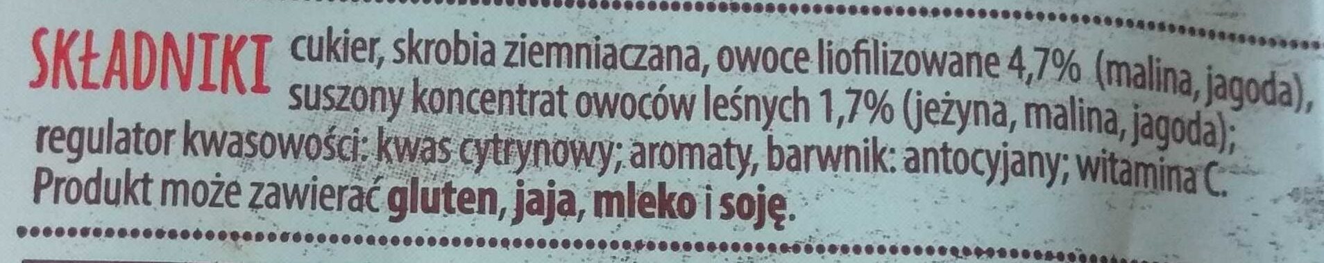 Kisiel Owocowy Kubek, owoce leśne - Ingredients - pl