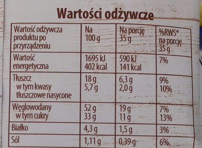 Ciasto czekoladowe w proszku - Nutrition facts - pl