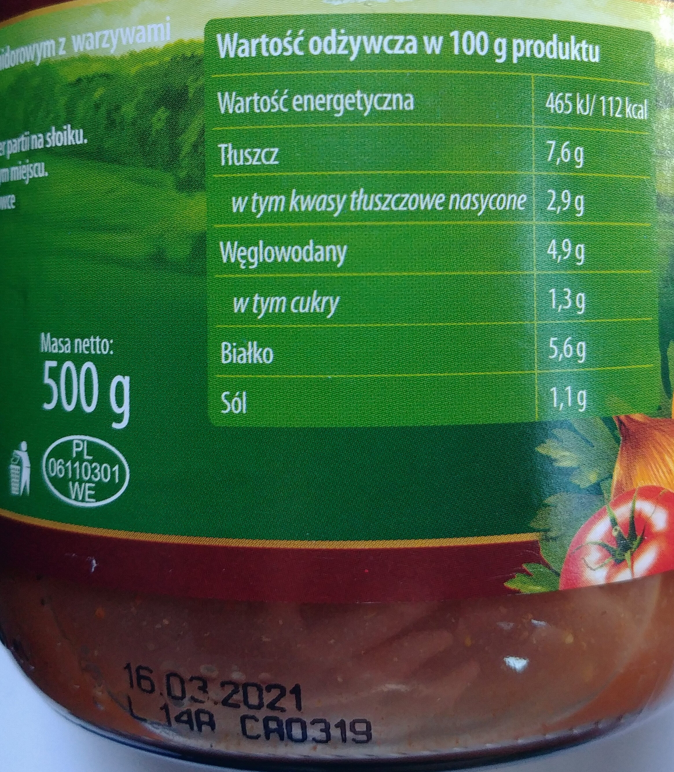 Gulasz wieprzowy w sosie pomidorowym z warzywami - Nutrition facts - pl