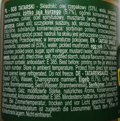 Sos tatarski - Ingredients - pl
