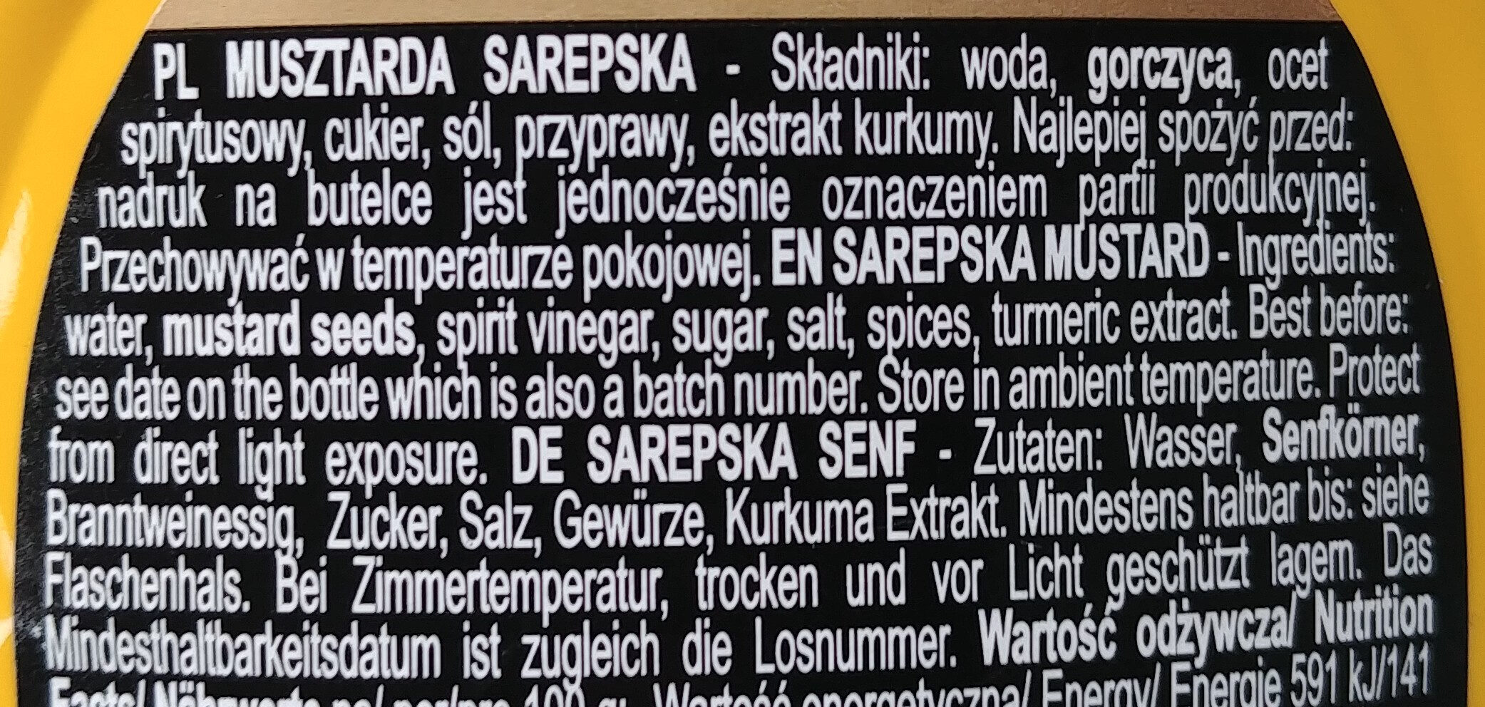 Musztarda sarepska - Ingredients - pl