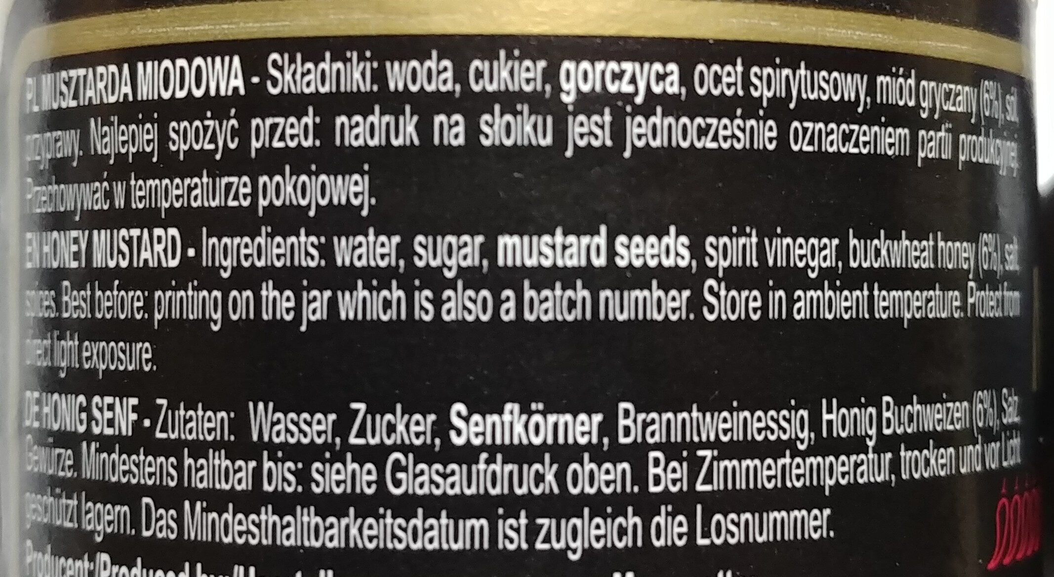 Musztarda delikatesowa miodowa - Ingredients - pl