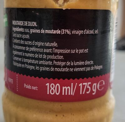 Moutarde Dijon - Ingrediënten - fr