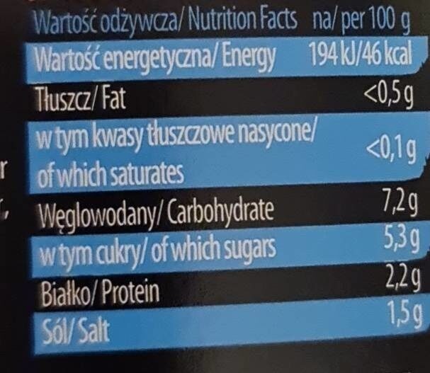 Ketchup Premium Łagodny - Nutrition facts