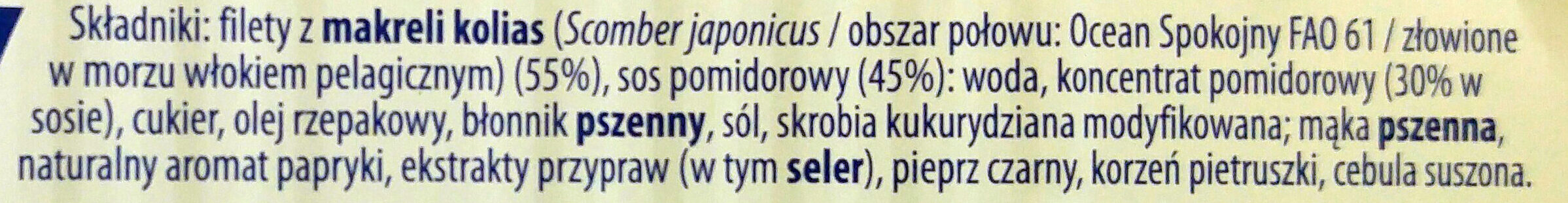 Filety z makreli w sosie pomidorowym. - Ingrédients - pl