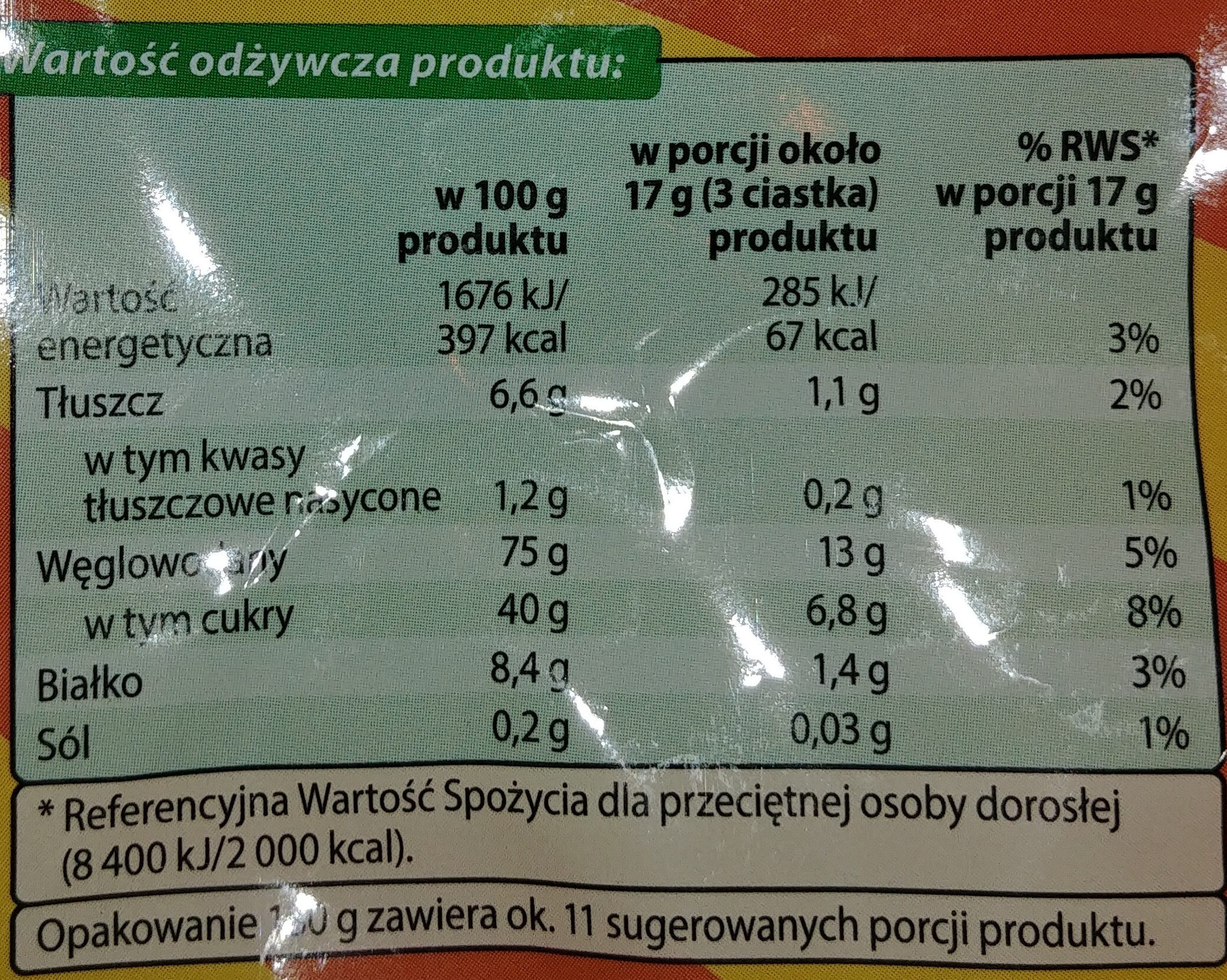 Biszkopty - Nutrition facts - pl