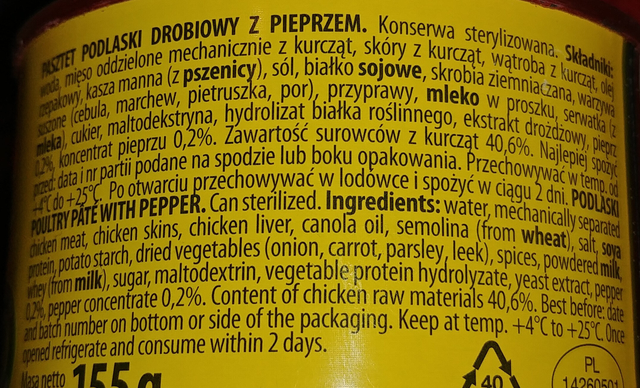 Pasztet drobiowy z pieprzem - Ingredients - pl