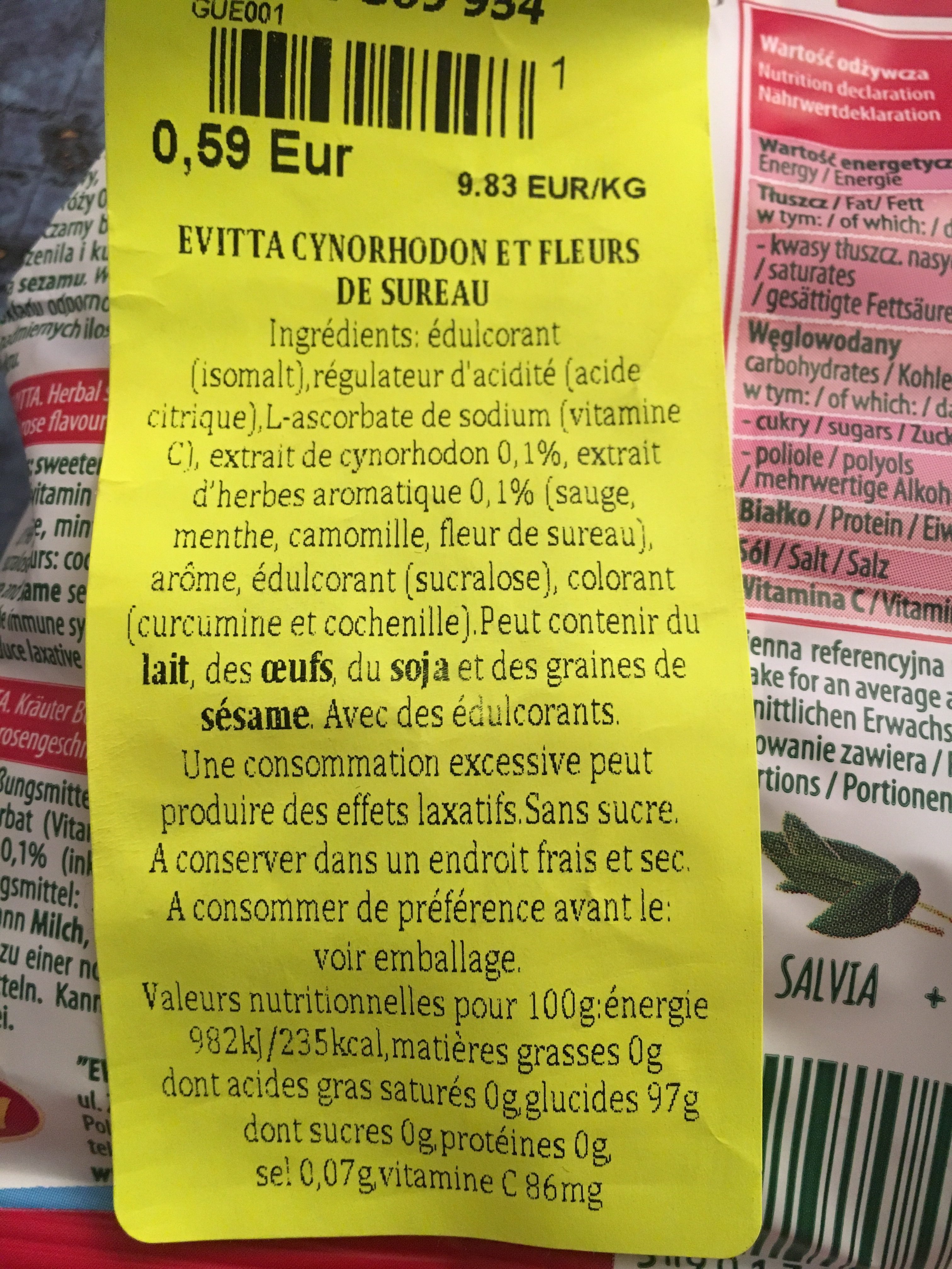 Evitta - Ingredients - fr
