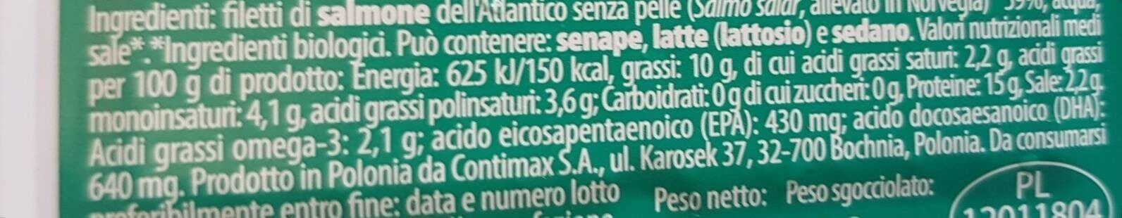 Filetti di Salmone Bio - Nutrition facts - it