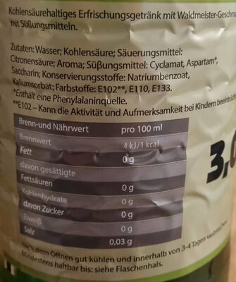 Fiche nutrition Waldmeister Brause Thomas Philipps 3,05 l