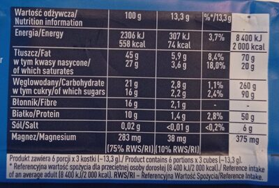 Czekolada mocno gorzka 80% - Nutrition facts - pl