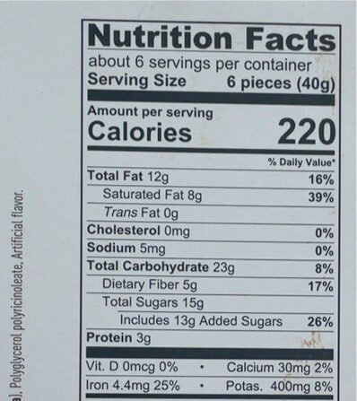 Dark Chocolate 64% - Nutrition facts