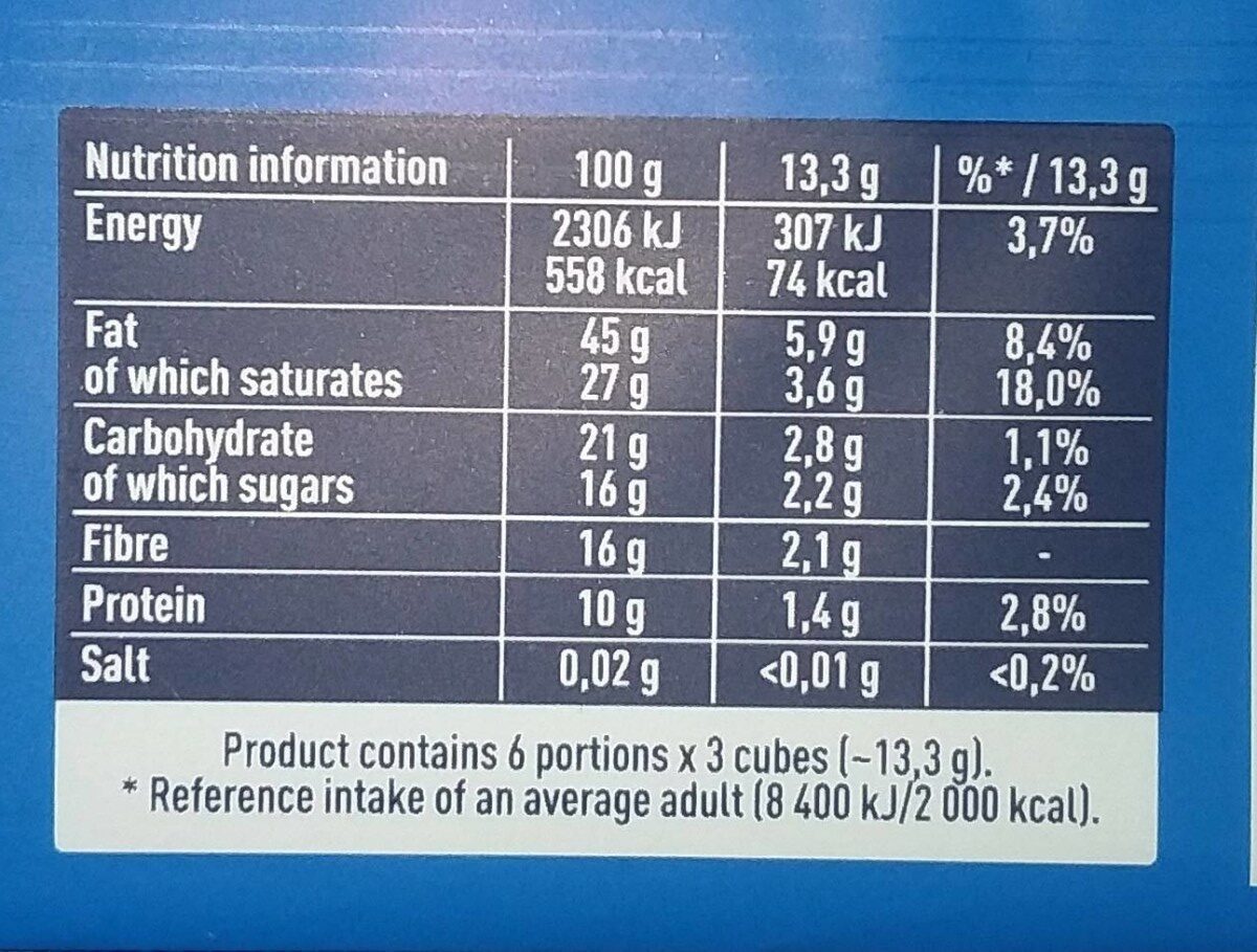 Extra dark 80% - Nutrition facts