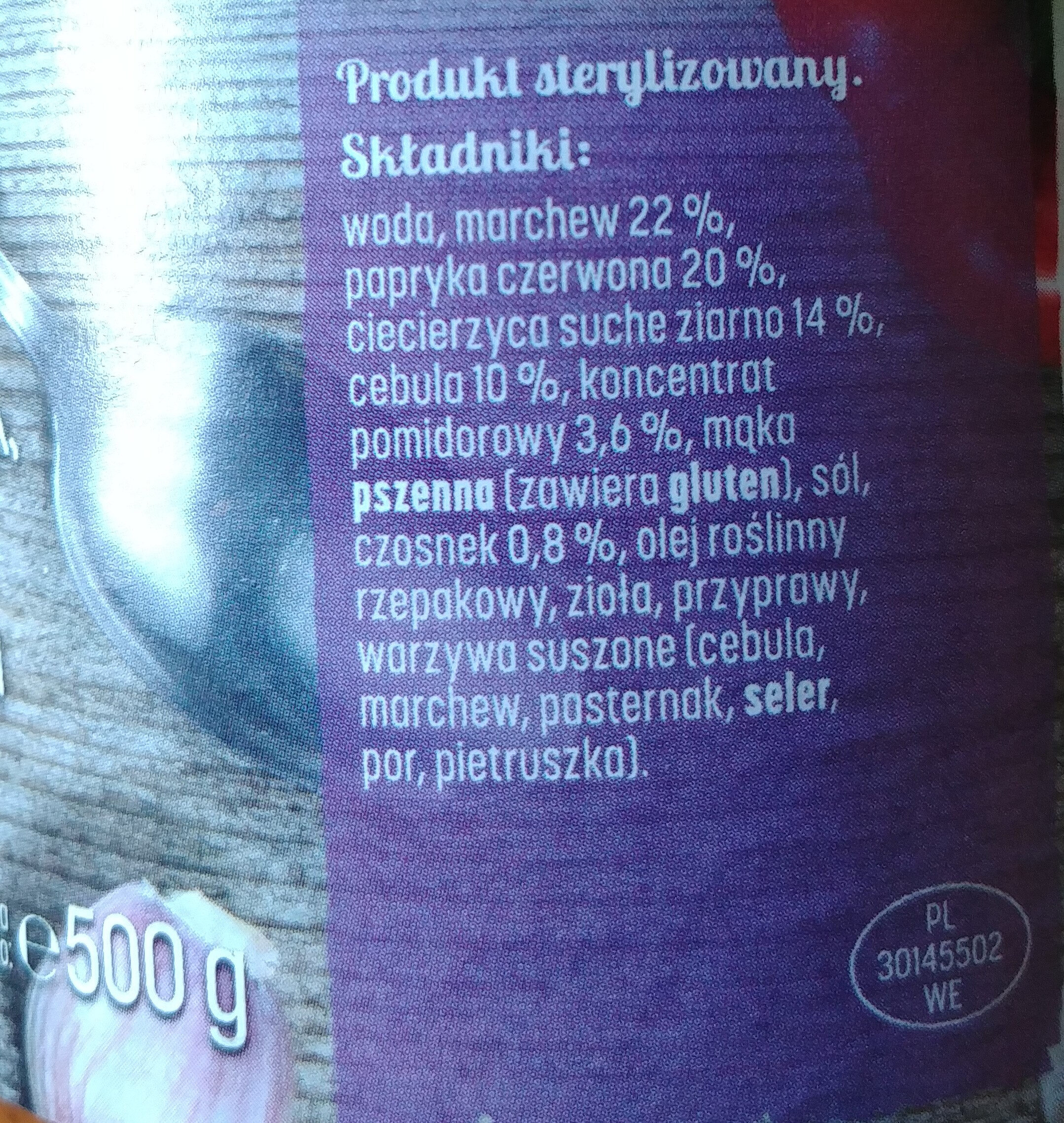 Ciecierzyca w warzywach - Ingredients - pl