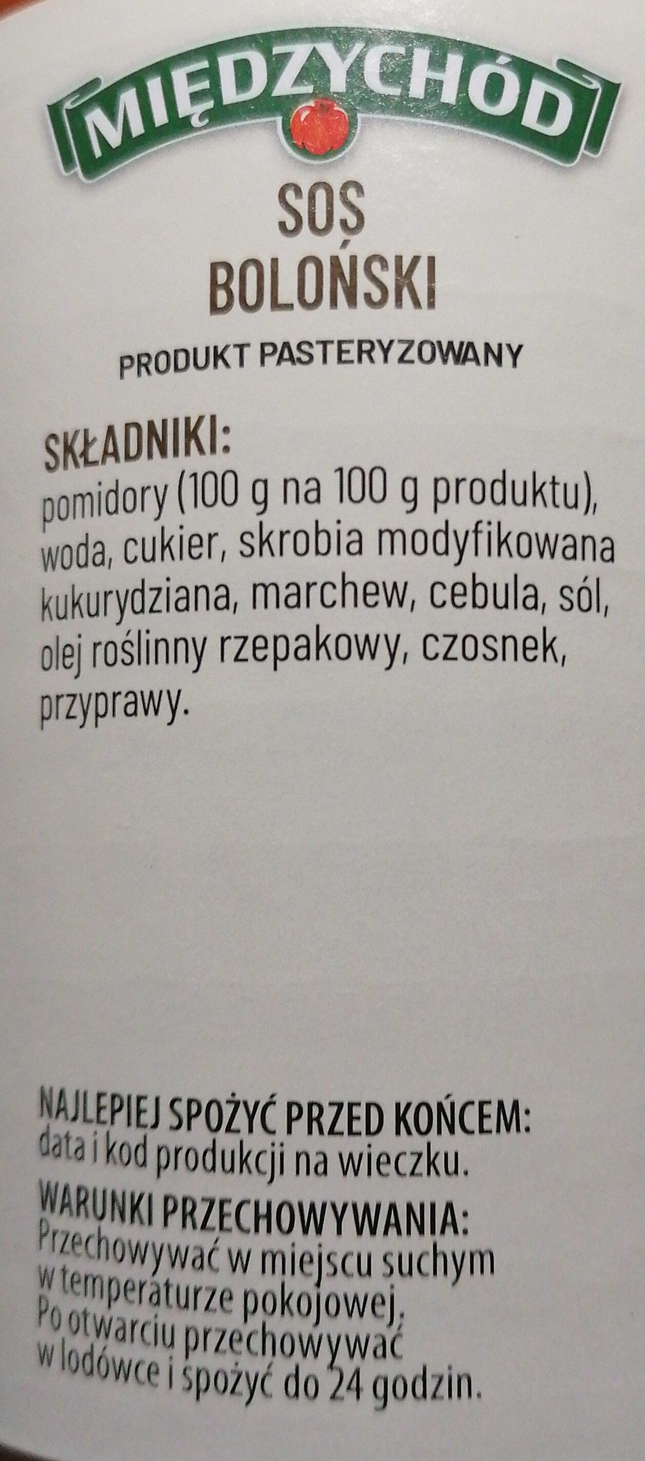 Sos Boloński - Ingredients - pl