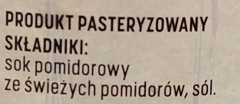 Sok pomidorowy - Ingredients - pl
