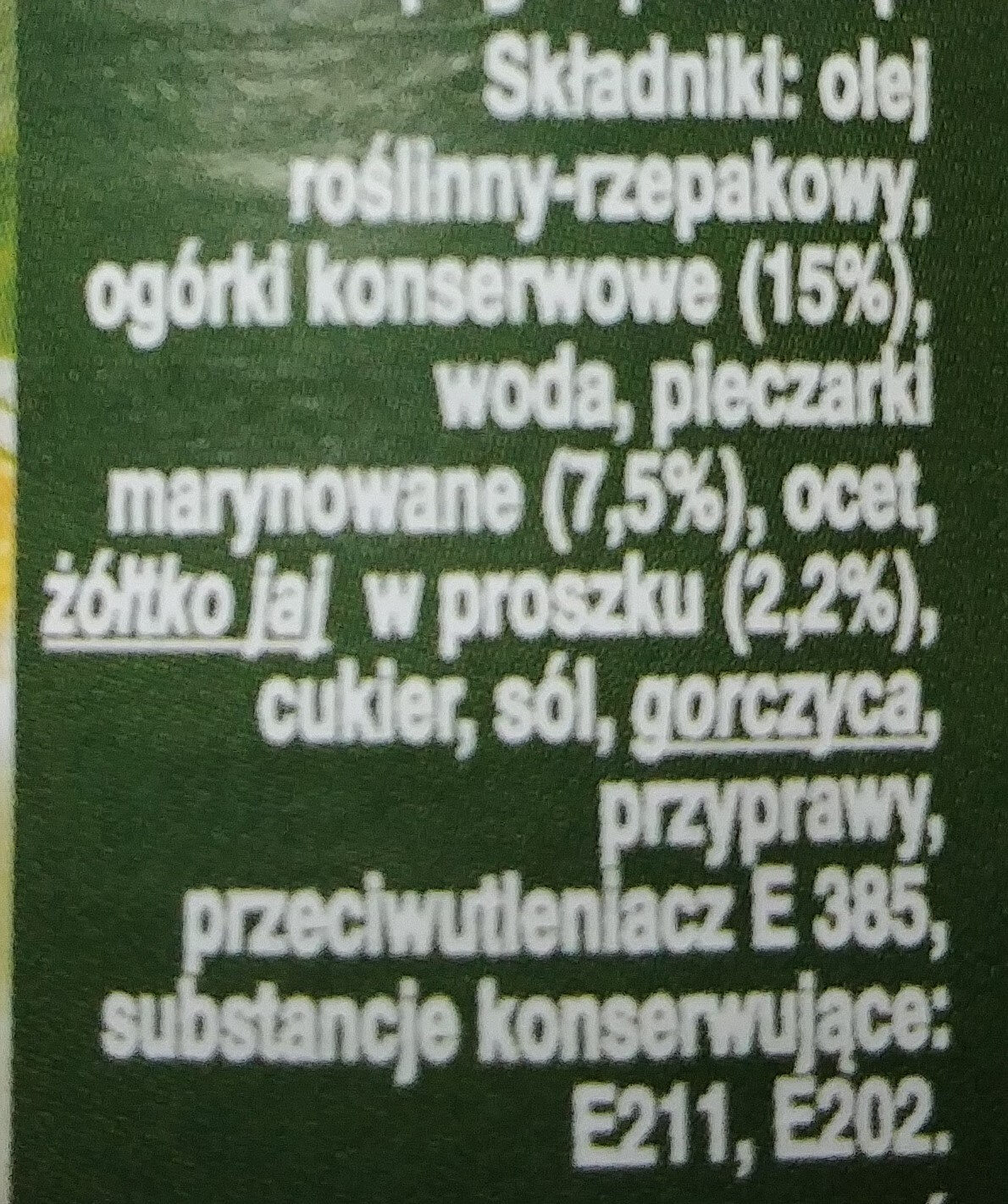 Sos tatarski - Ingredients - pl