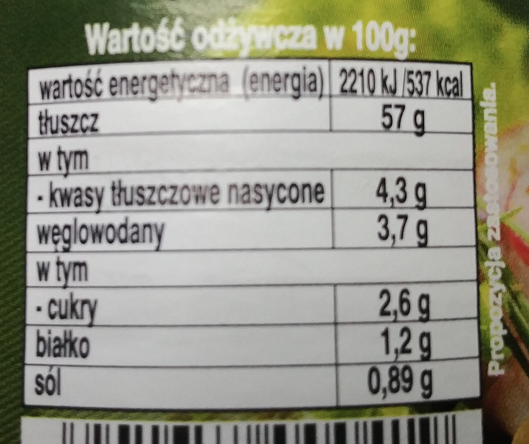 Sos tatarski - Nutrition facts - pl