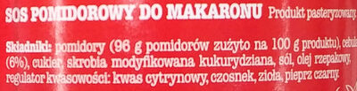 Sos Pomidorowy do Makaronu - Ingrédients - pl