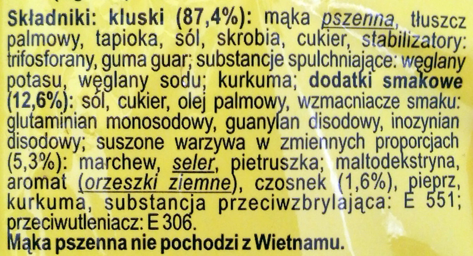 Zupa błyskawiczna o smaku rosołu - Ingredienti - pl